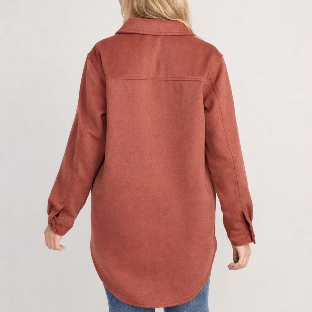 NWT Old Navy Soft-Brushed Utility Shacket Rust – Medium Petite - Picture 3 of 10